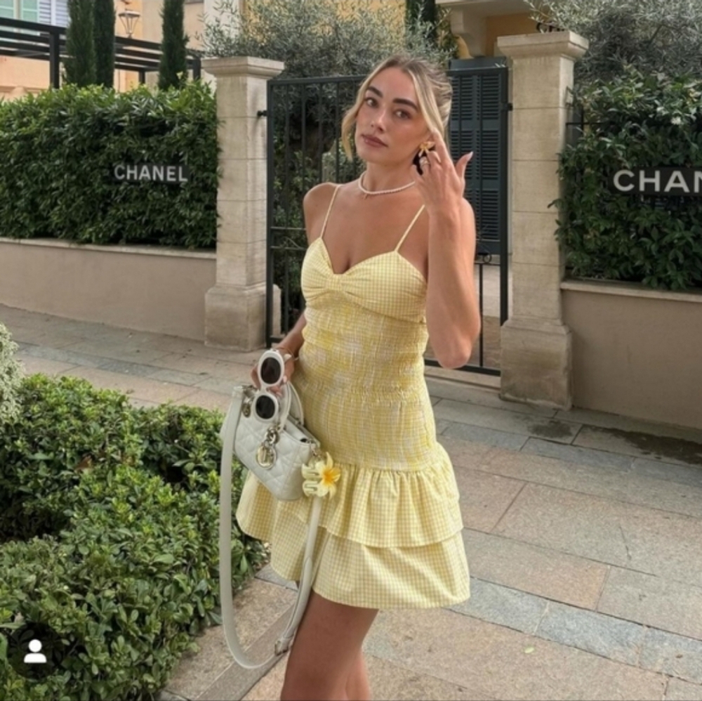 Zara TIED GINGHAM DRESS YELLOW SIZE S - Picture 4 of 11